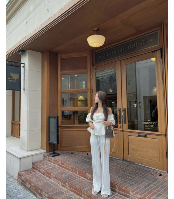 아방 소매 블라우스